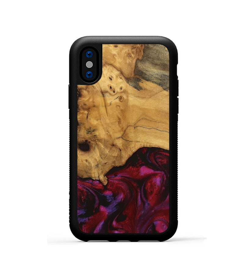 iPhone Xs Wood Phone Case - Rickrd (Red, 740338)