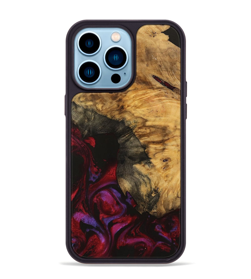 iPhone 14 Pro Max Wood Phone Case - Aaron (Red, 740356)