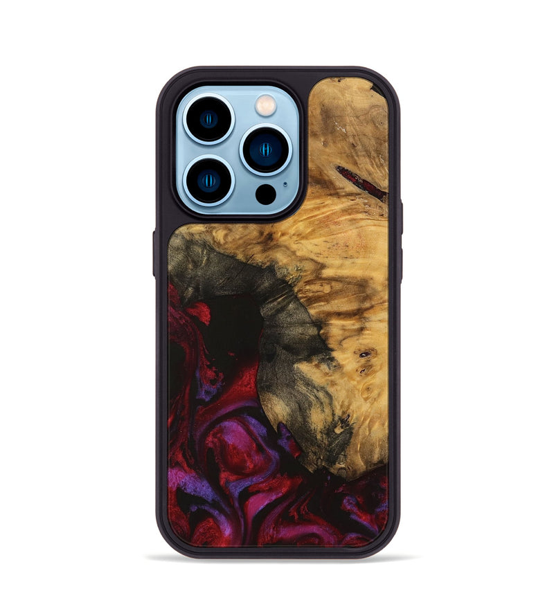 iPhone 14 Pro Wood Phone Case - Aaron (Red, 740356)