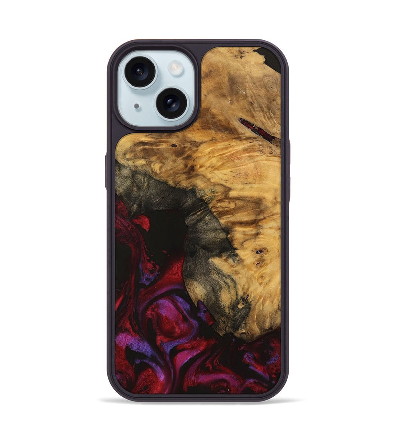 iPhone 15 Wood Phone Case - Aaron (Red, 740356)