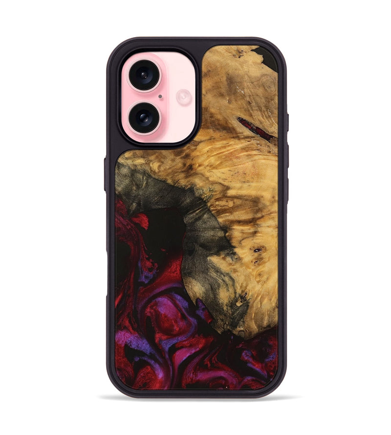 iPhone 16 Wood Phone Case - Aaron (Red, 740356)