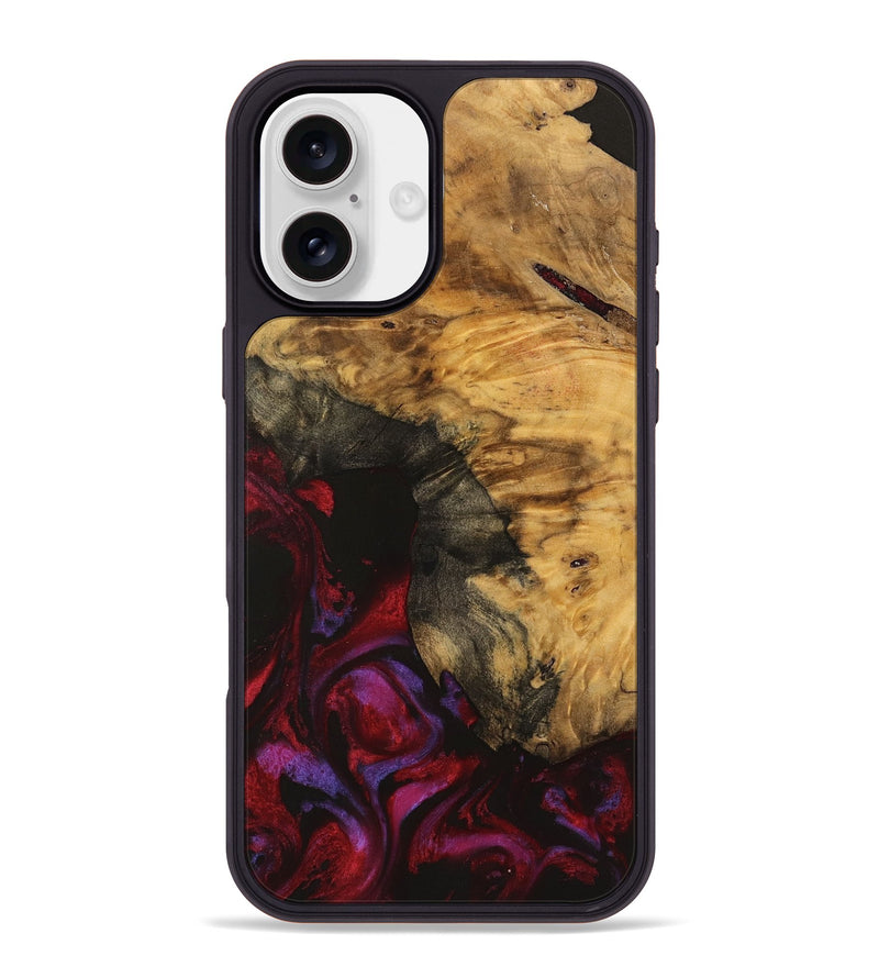 iPhone 16 Plus Wood Phone Case - Aaron (Red, 740356)