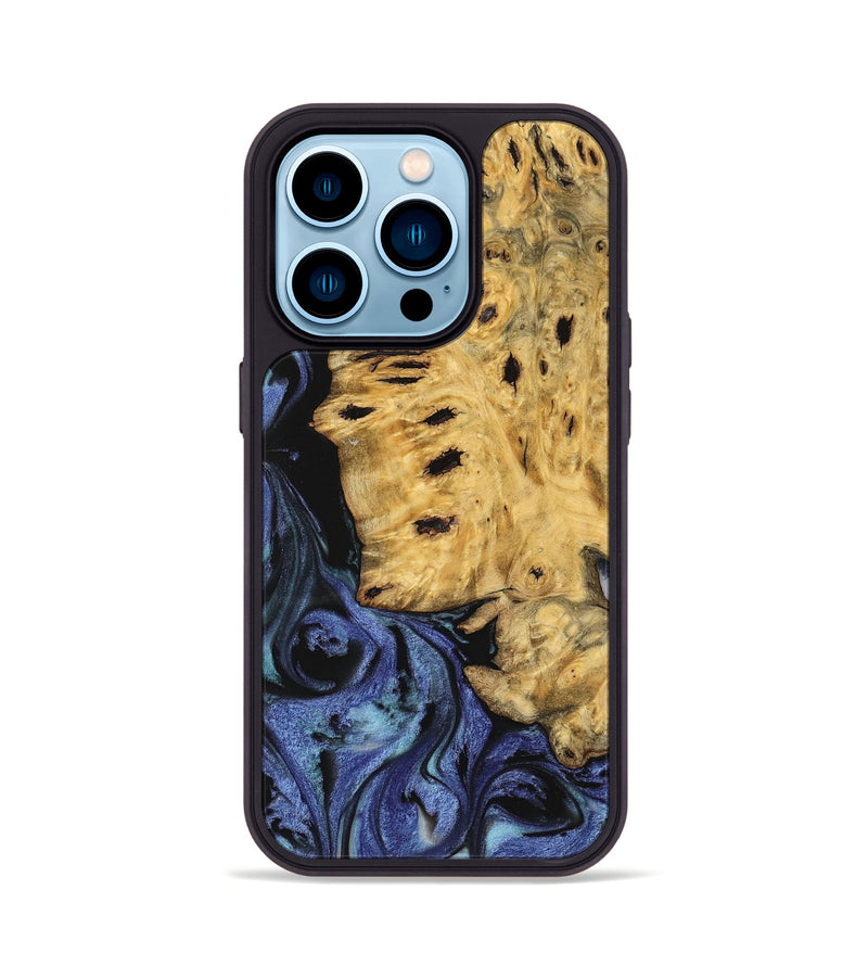 iPhone 14 Pro Wood Phone Case - Zere (Blue, 740385)