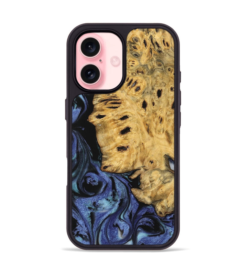 iPhone 16 Wood Phone Case - Zere (Blue, 740385)