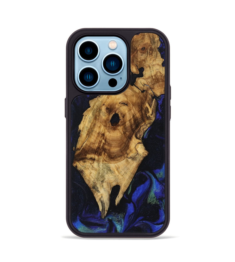 iPhone 14 Pro Wood Phone Case - Jaynell (Blue, 740386)