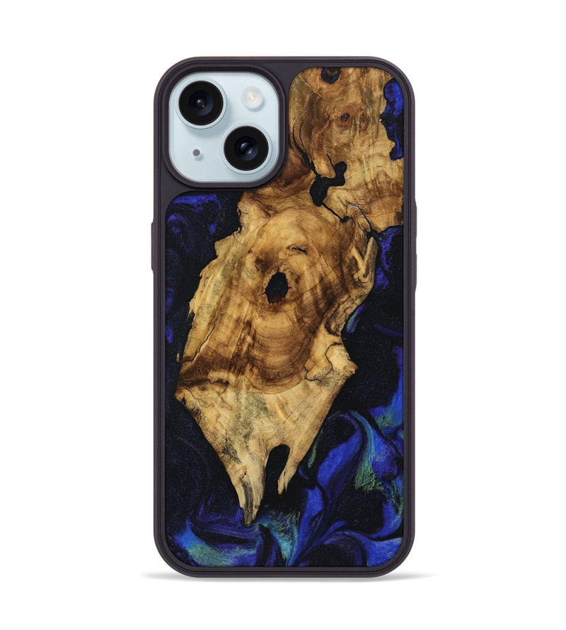 iPhone 15 Wood Phone Case - Jaynell (Blue, 740386)