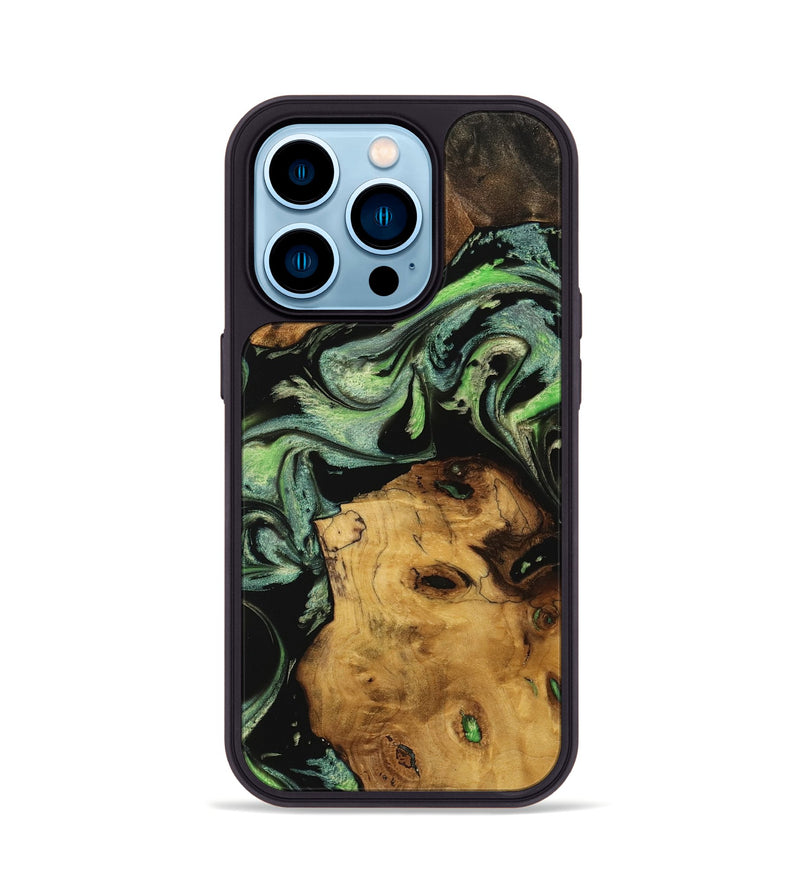 iPhone 14 Pro Wood Phone Case - Minette (Green, 740391)