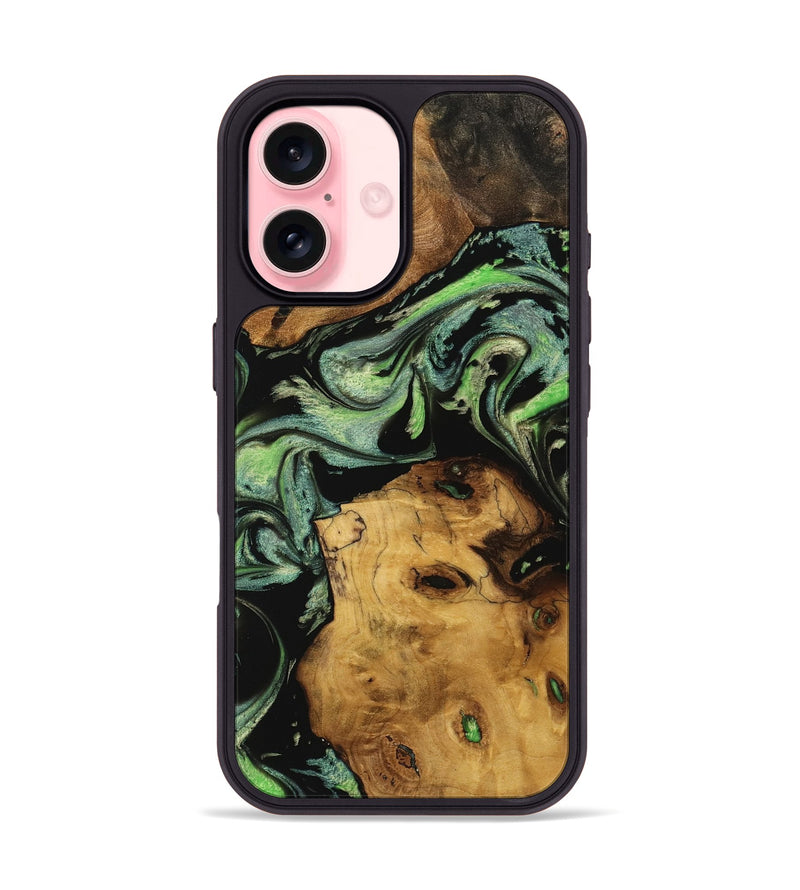 iPhone 16 Wood Phone Case - Minette (Green, 740391)