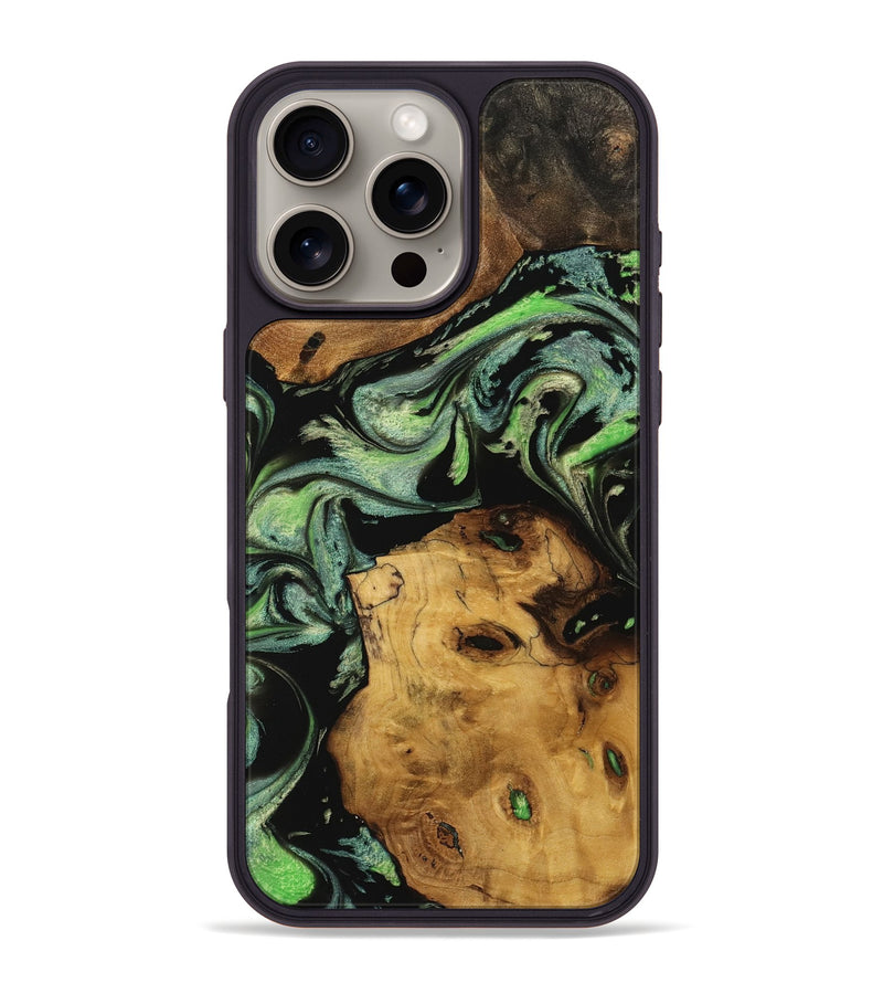 iPhone 16 Pro Max Wood Phone Case - Minette (Green, 740391)