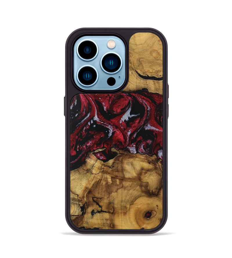 iPhone 14 Pro Wood Phone Case - Amalee (Red, 740397)