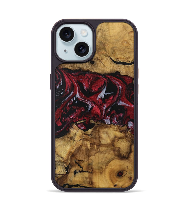 iPhone 15 Wood Phone Case - Amalee (Red, 740397)