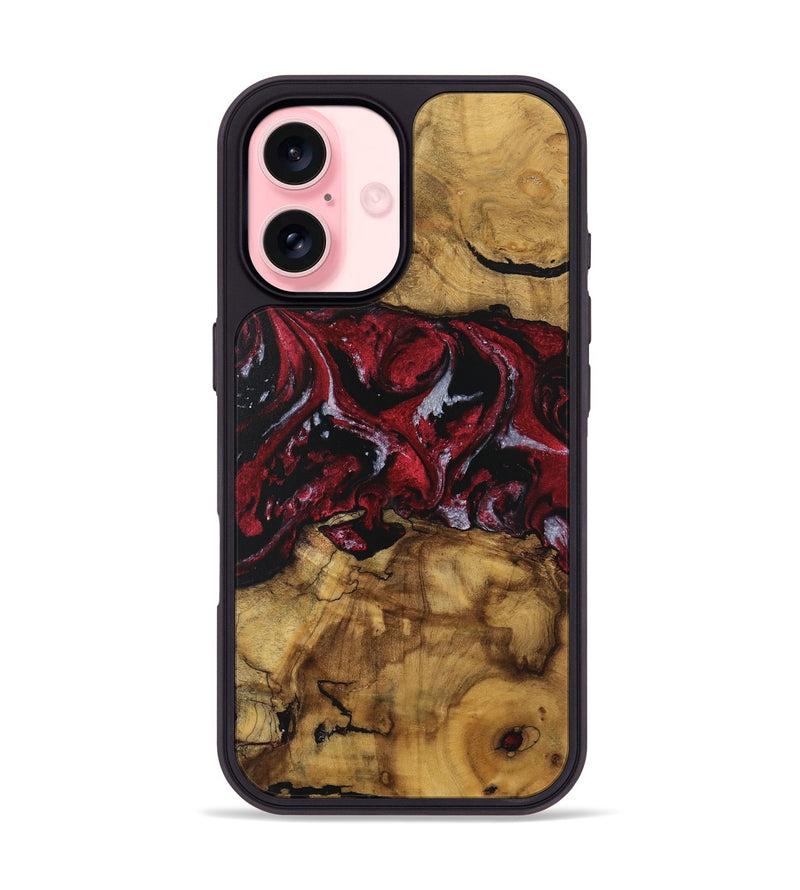 iPhone 16 Wood Phone Case - Amalee (Red, 740397)