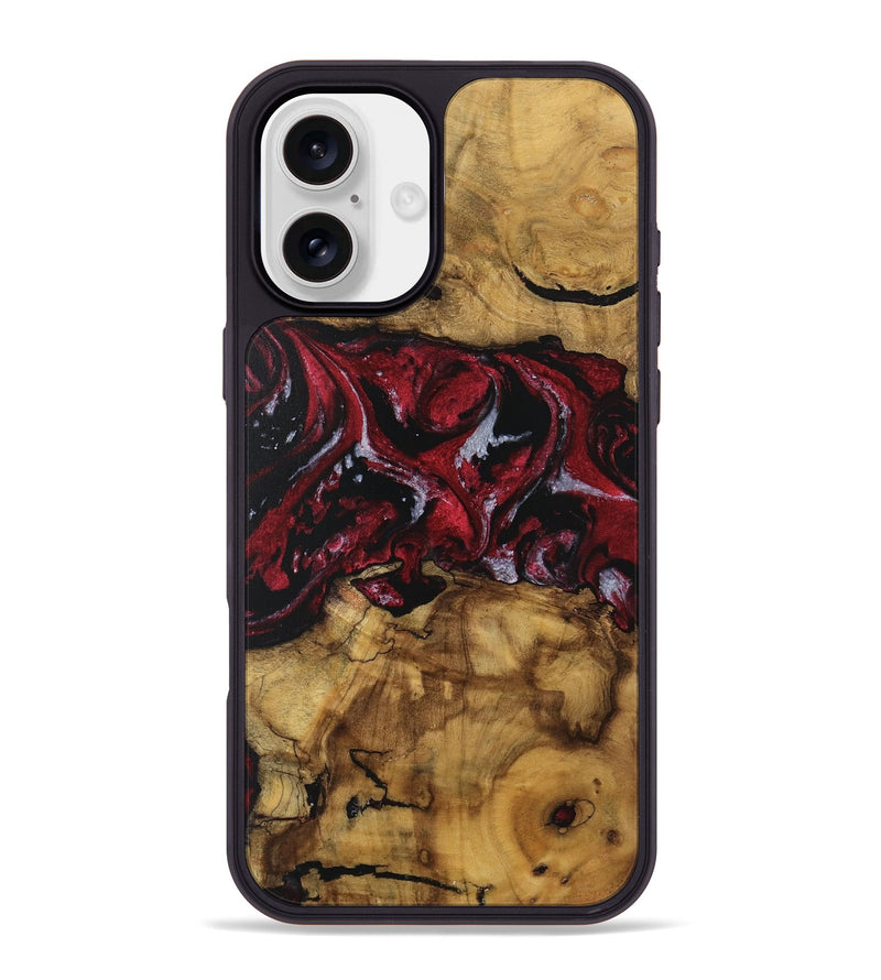 iPhone 16 Plus Wood Phone Case - Amalee (Red, 740397)