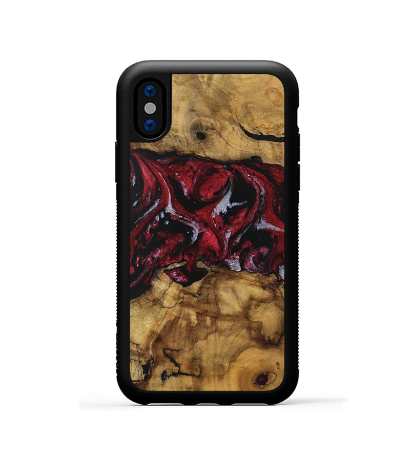 iPhone Xs Wood Phone Case - Amalee (Red, 740397)