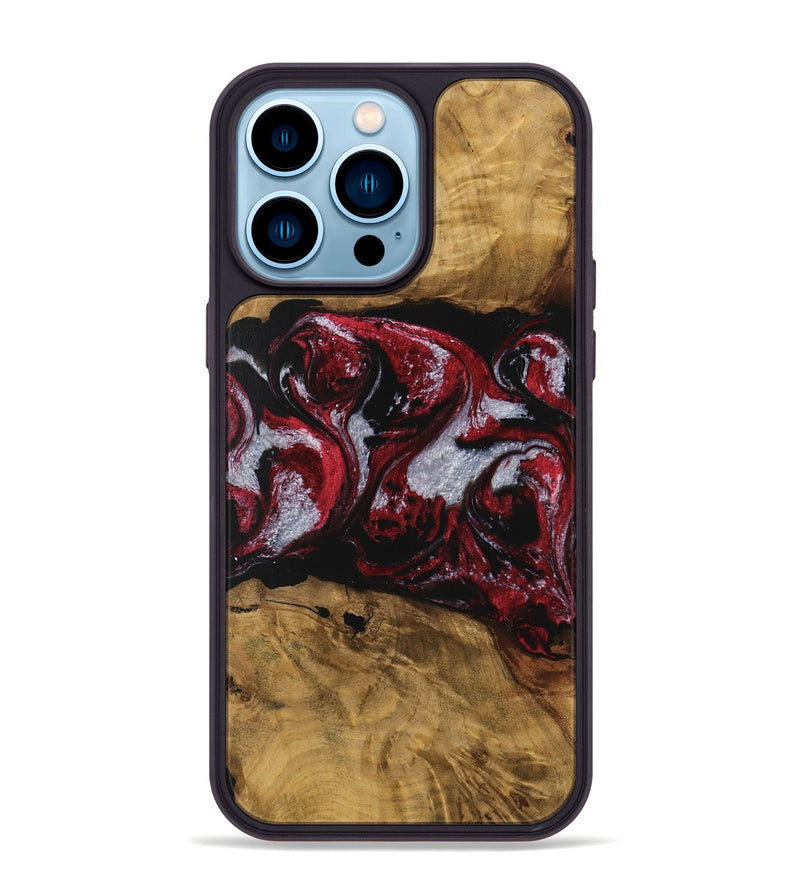 iPhone 14 Pro Max Wood Phone Case - Emlynn (Red, 740398)