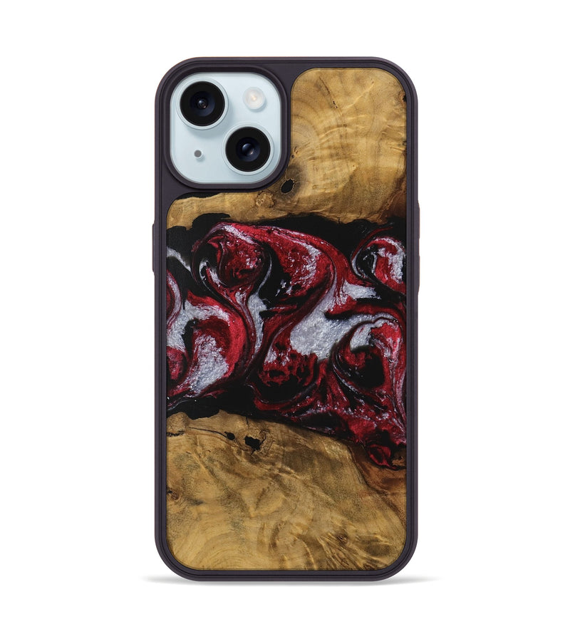 iPhone 15 Wood Phone Case - Emlynn (Red, 740398)