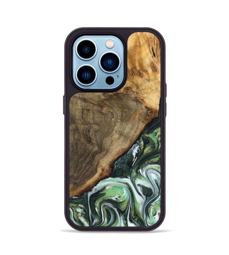 iPhone 14 Pro Wood Phone Case - Doctor (Green, 740407)