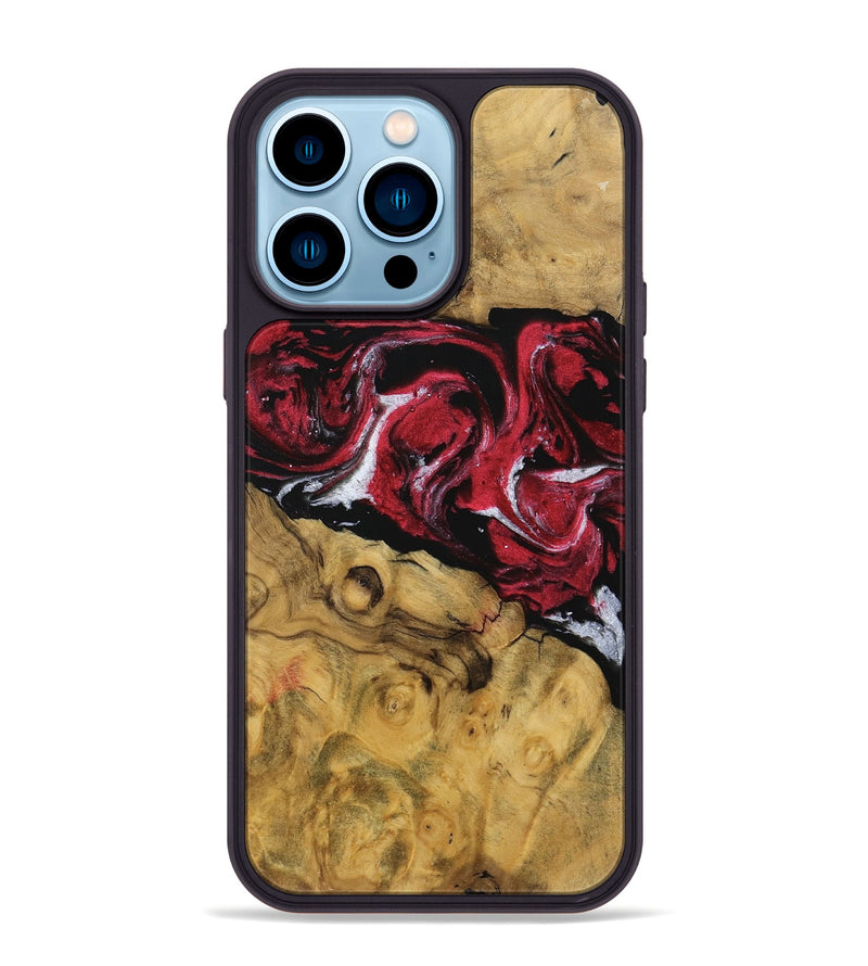 iPhone 14 Pro Max Wood Phone Case - Karissa (Red, 740409)