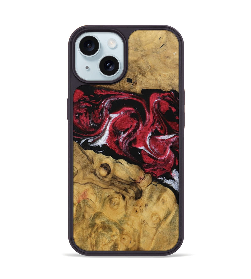 iPhone 15 Wood Phone Case - Karissa (Red, 740409)