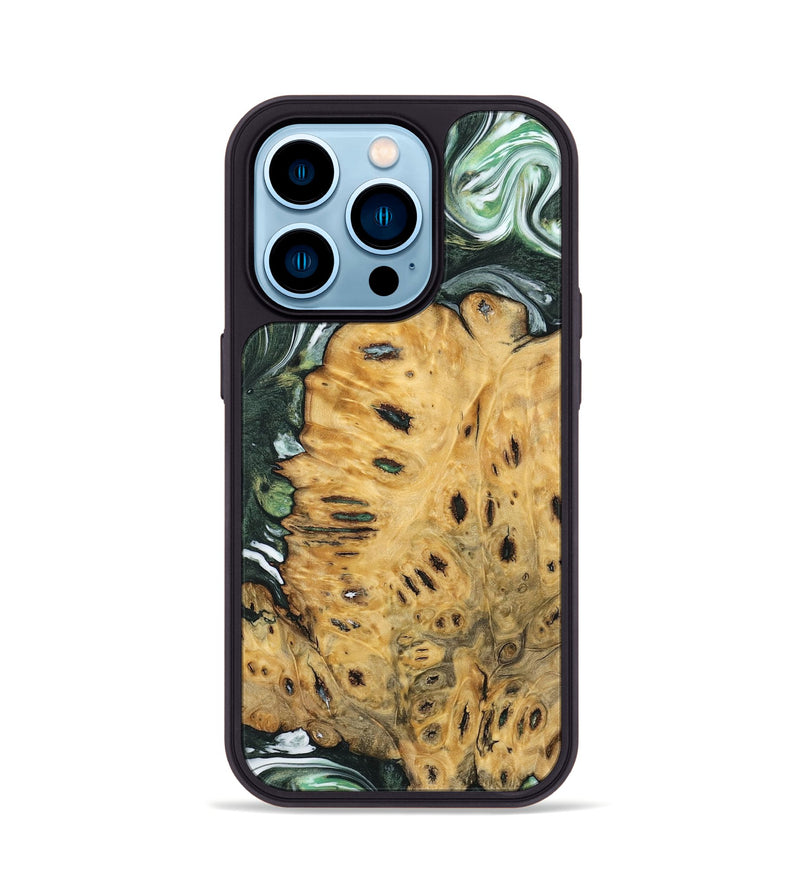 iPhone 14 Pro Wood Phone Case - Katy (Green, 740414)