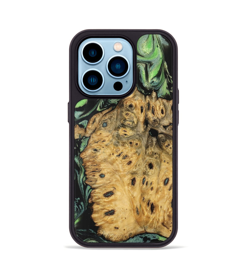 iPhone 14 Pro Wood Phone Case - Azmina (Green, 740449)