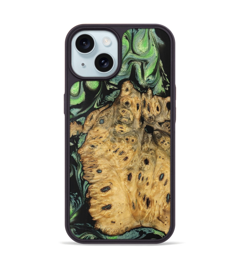 iPhone 15 Wood Phone Case - Azmina (Green, 740449)