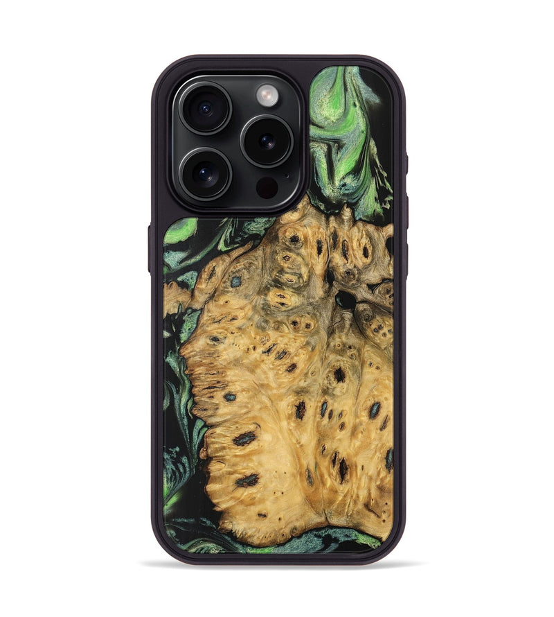 iPhone 15 Pro Wood Phone Case - Azmina (Green, 740449)