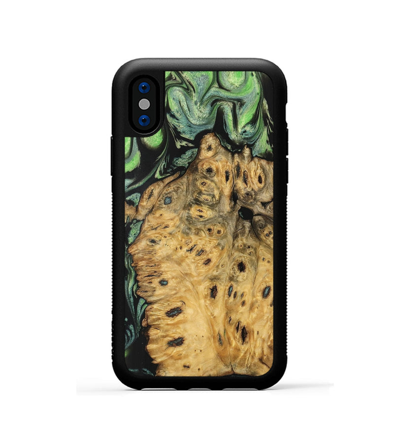 iPhone Xs Wood Phone Case - Azmina (Green, 740449)