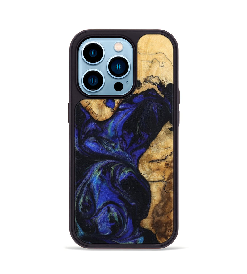 iPhone 14 Pro Wood Phone Case - Tsugio (Blue, 740478)