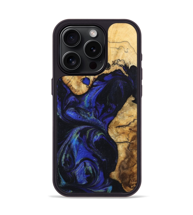 iPhone 15 Pro Wood Phone Case - Tsugio (Blue, 740478)