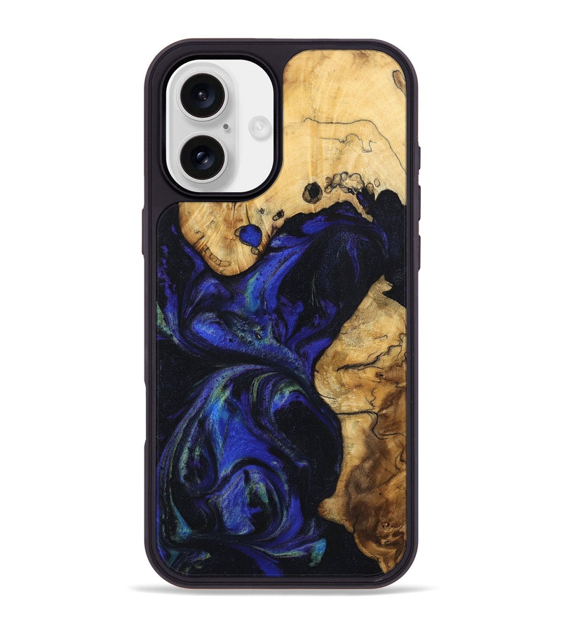 iPhone 16 Plus Wood Phone Case - Tsugio (Blue, 740478)