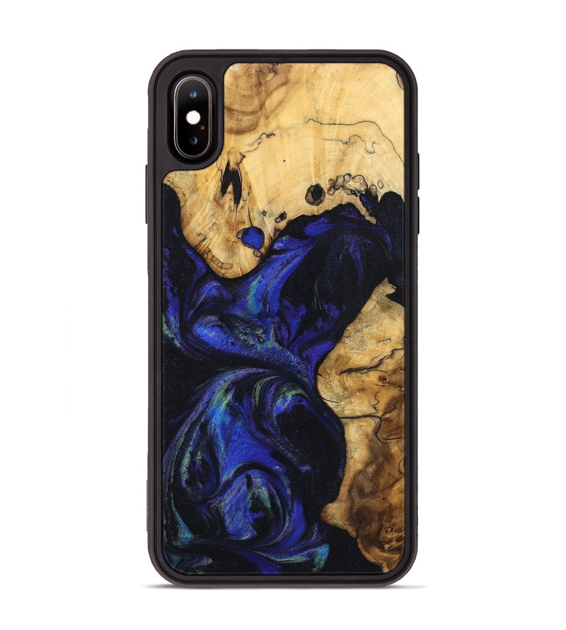 iPhone Xs Max Wood Phone Case - Tsugio (Blue, 740478)