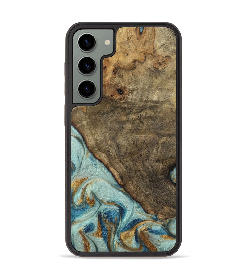 Galaxy S23 Plus Wood Phone Case - Deward (Teal & Gold, 740481)