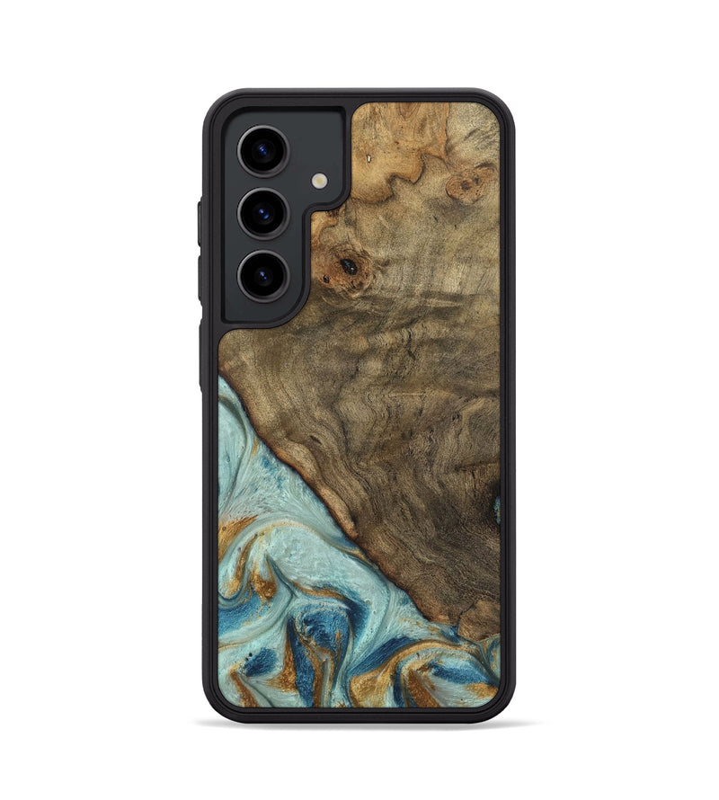 Galaxy S24 Wood Phone Case - Deward (Teal & Gold, 740481)