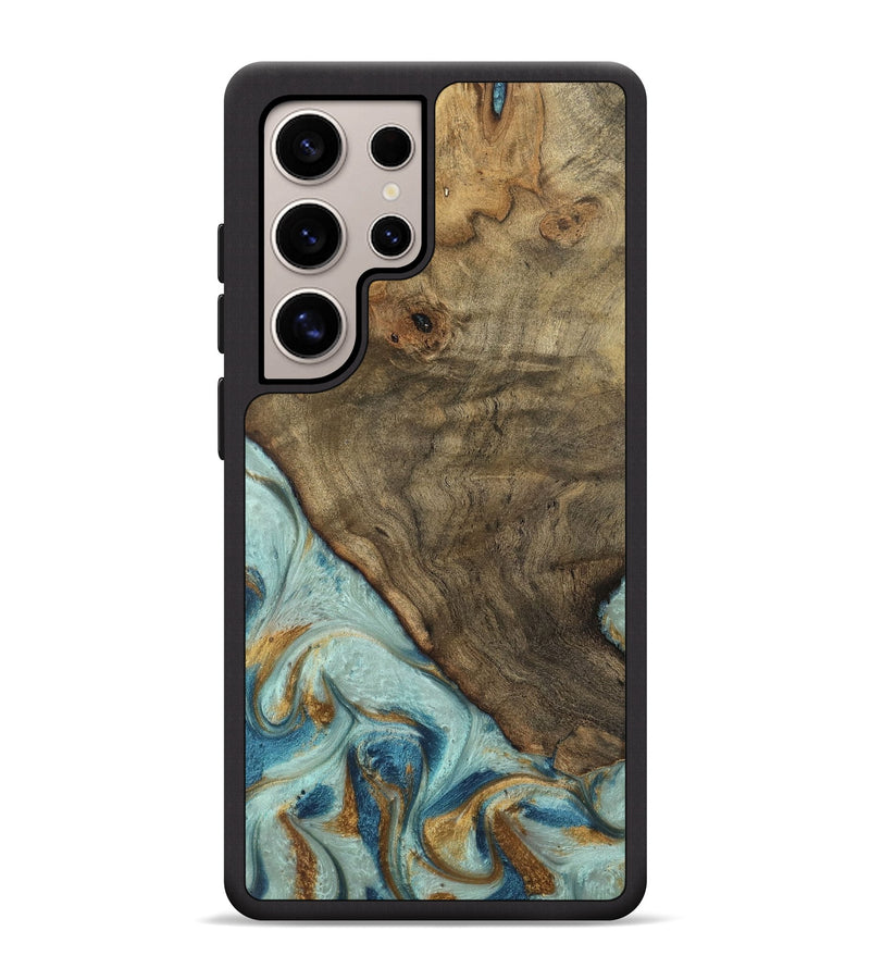 Galaxy S25 Ultra Wood Phone Case - Deward (Teal & Gold, 740481)