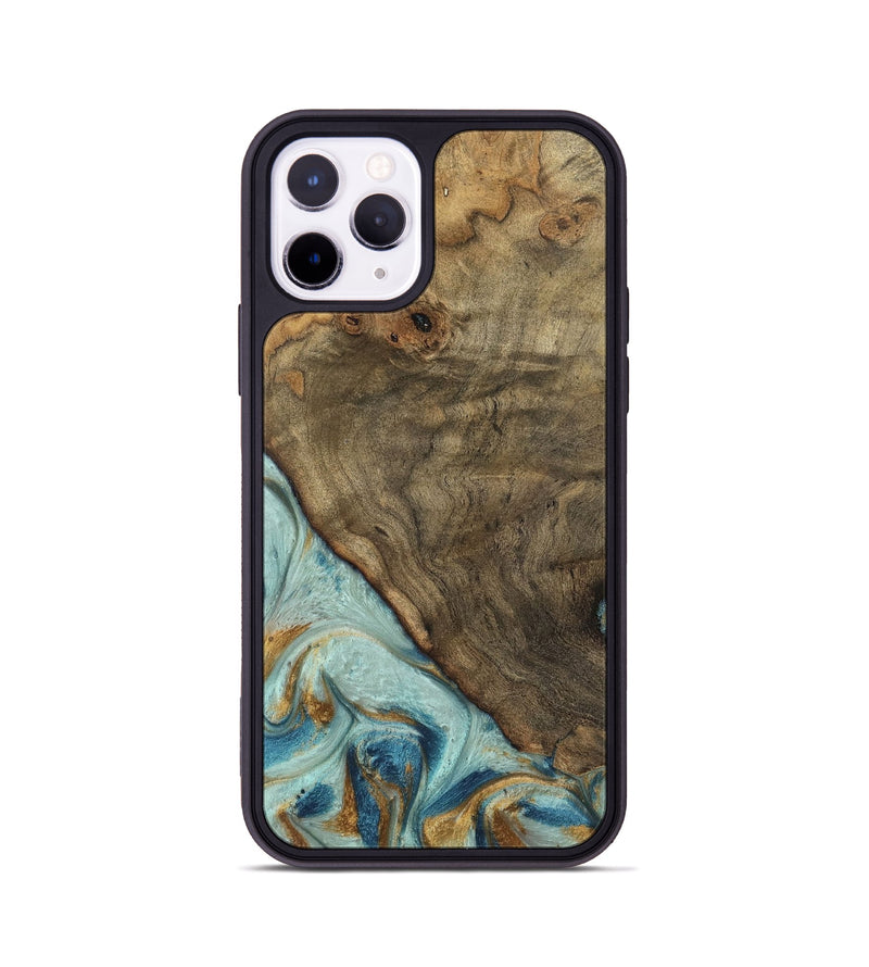 iPhone 11 Pro Wood Phone Case - Deward (Teal & Gold, 740481)