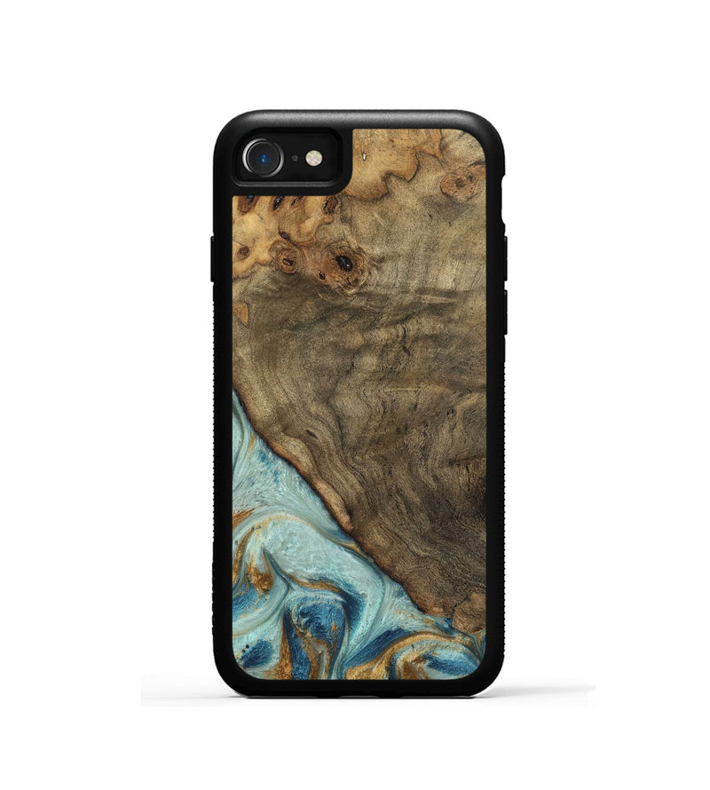 iPhone SE Wood Phone Case - Deward (Teal & Gold, 740481)