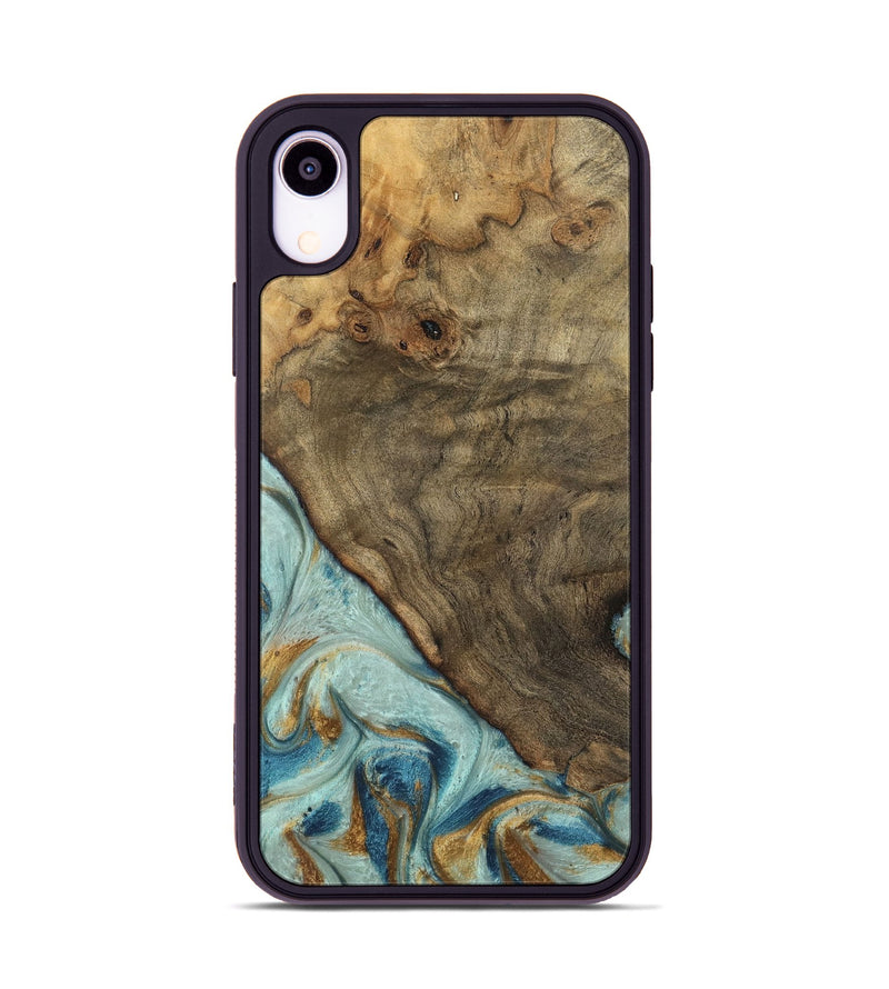 iPhone Xr Wood Phone Case - Deward (Teal & Gold, 740481)