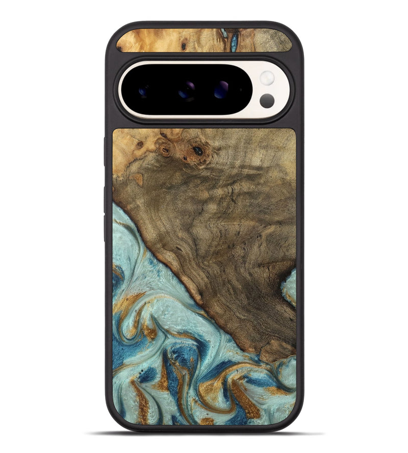 Pixel 9 Pro XL Wood Phone Case - Deward (Teal & Gold, 740481)