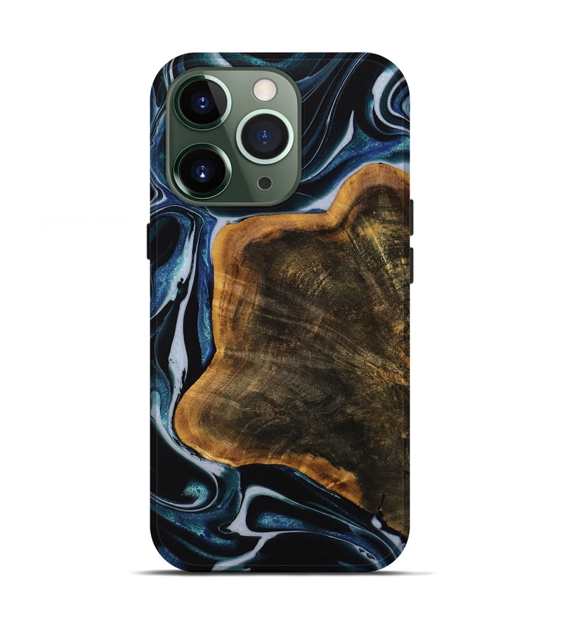 iPhone 13 Pro Wood Live Edge Phone Case - Behnam (Blue, 740580)