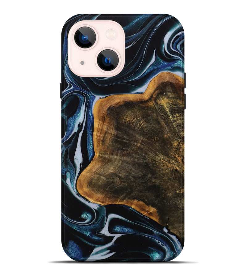 iPhone 14 Plus Wood Live Edge Phone Case - Behnam (Blue, 740580)