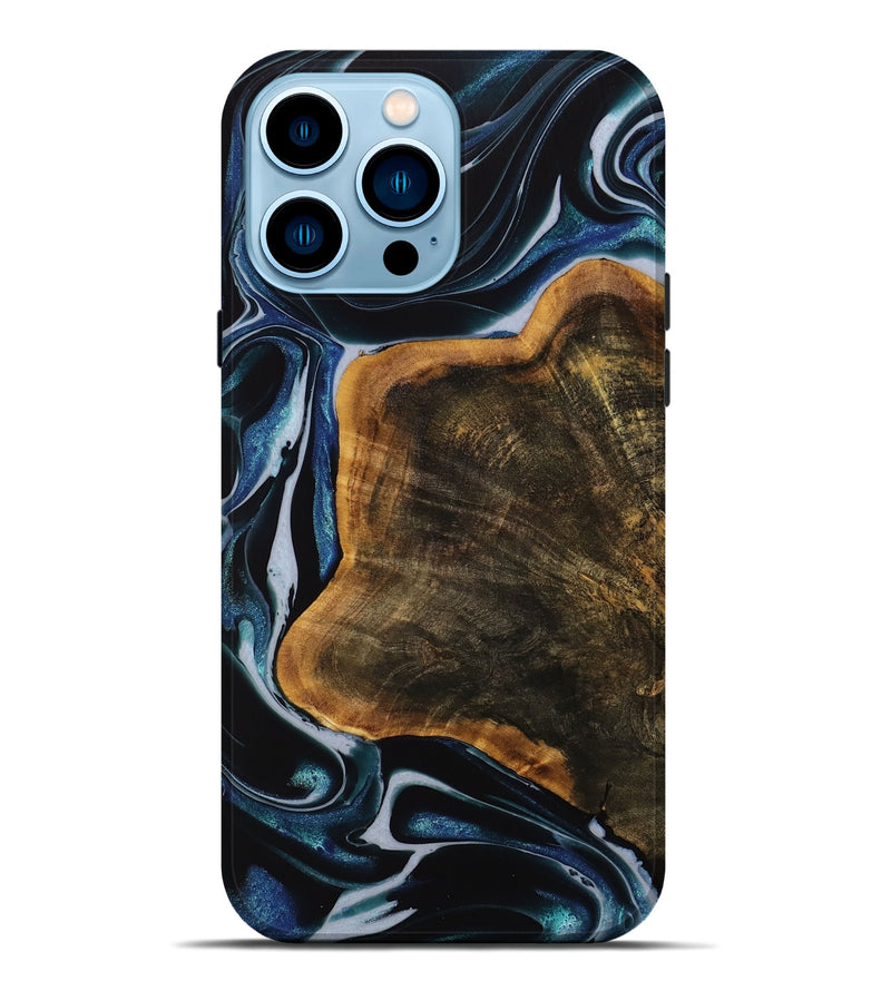 iPhone 14 Pro Max Wood Live Edge Phone Case - Behnam (Blue, 740580)