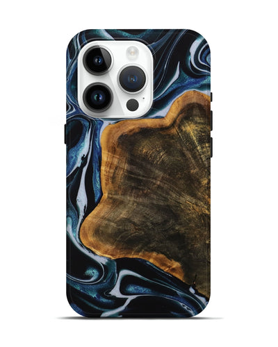 iPhone 15 Pro Wood Live Edge Phone Case - Behnam (Blue, 740580)