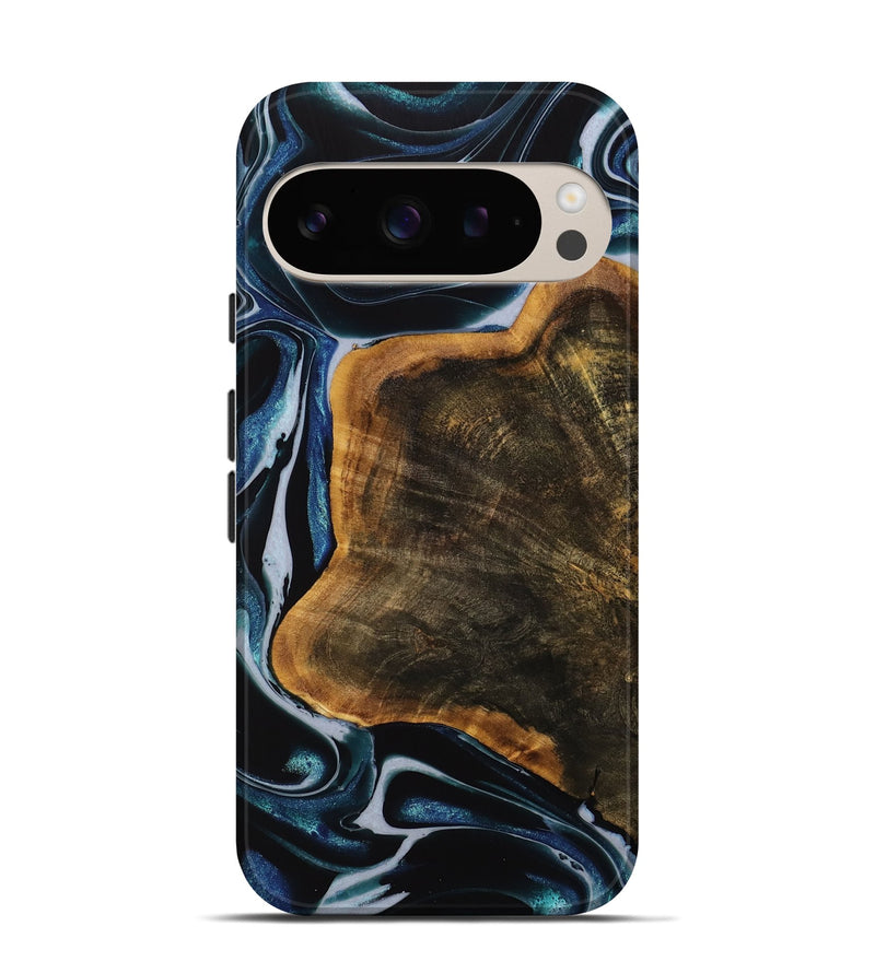 Pixel 9 Pro Wood Live Edge Phone Case - Behnam (Blue, 740580)