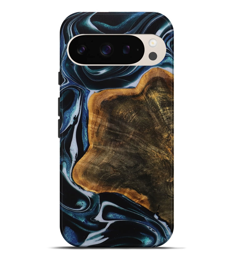 Pixel 9 Pro XL Wood Live Edge Phone Case - Behnam (Blue, 740580)