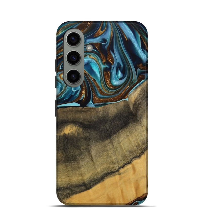 Galaxy S24 Wood Live Edge Phone Case - Amarjit (Teal & Gold, 740581)