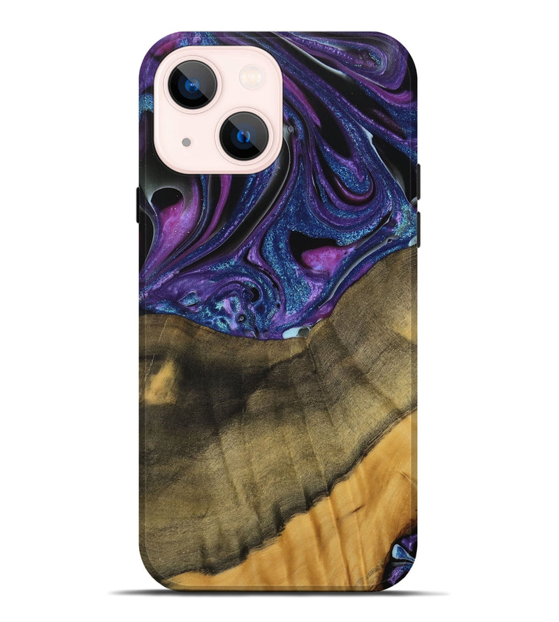 iPhone 14 Plus Wood Live Edge Phone Case - Mariska (Purple, 740583)