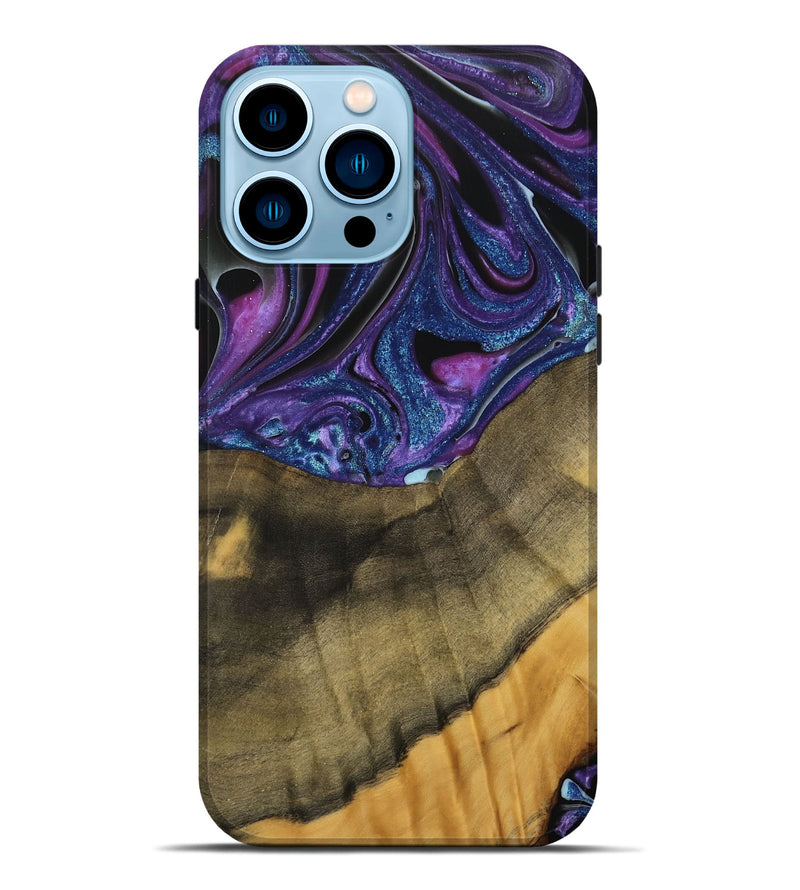 iPhone 14 Pro Max Wood Live Edge Phone Case - Mariska (Purple, 740583)