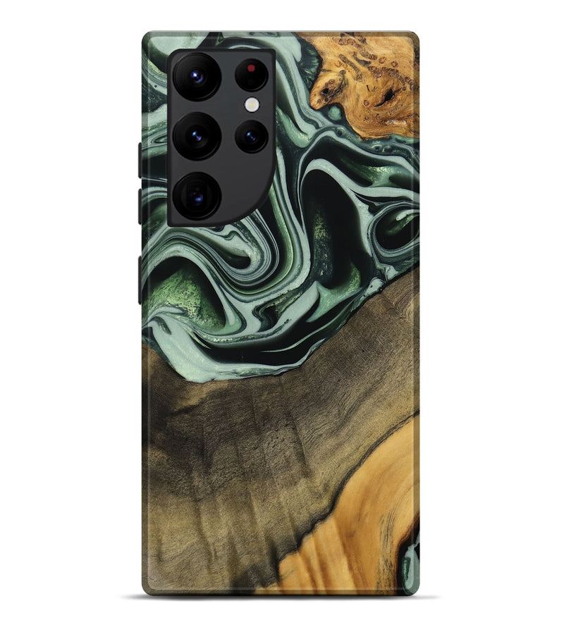 Galaxy S22 Ultra Wood Live Edge Phone Case - Cacilie (Green, 740589)