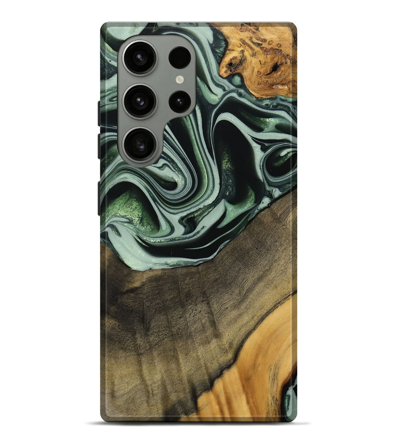 Galaxy S23 Ultra Wood Live Edge Phone Case - Cacilie (Green, 740589)